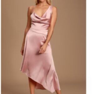 Zara Pink Midi Satin Slip Dress